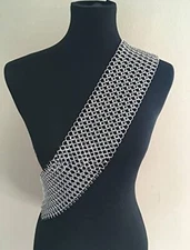 Medieval Iron ChainMail Shoulder Scarf Flat Riveted With Flat Washer Haubergeon