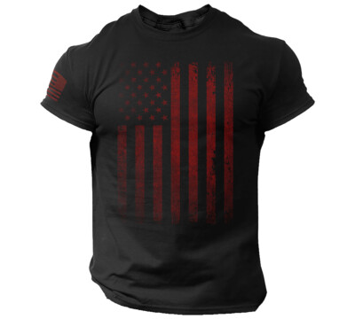 USA Vintage Flag T Shirt Red American Flag Patriotic Distressed