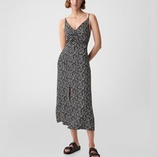 NWT GAP Ruched Slip MIDI Dress Floral Size L