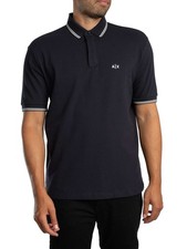 Image of Armani Exchange Men's Collar Line Logo Polo Shirt, Blue