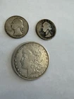 1901-O Morgan VF, 1939 and 1940-p Quarters. 3 Coin Silver Lot