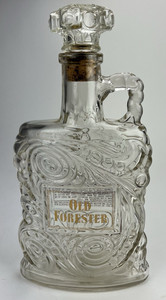 Vintage 1952 Old Forester Kentucky Bourbon 4/5 Quart Glass Decanter Bottle