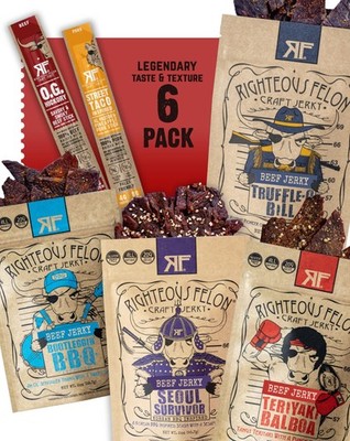 Righteous Beef Jerky Variety Pack Gift Basket - Valentines Day Gifts for Men ...