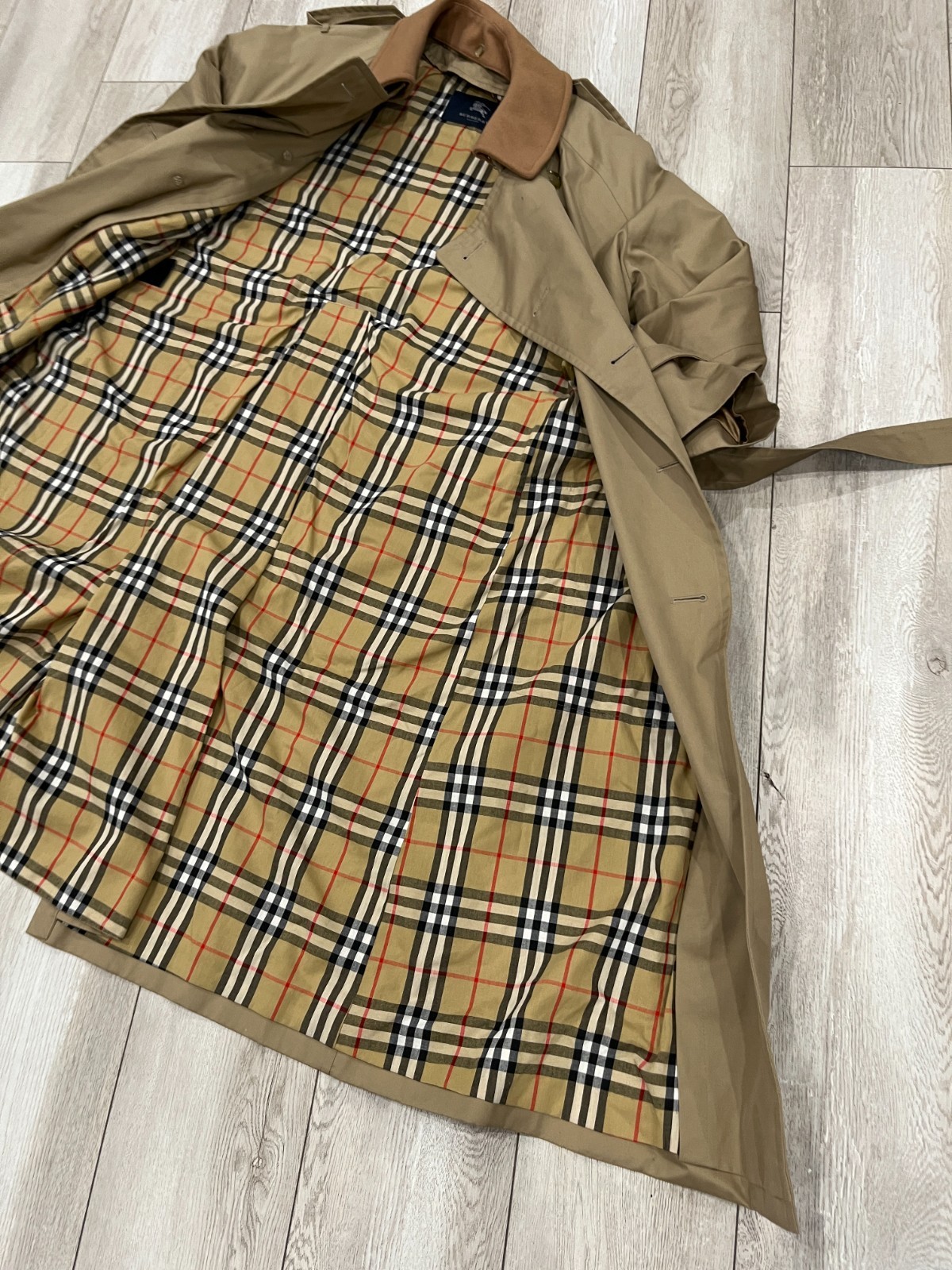 VTG Burberry Trench Coat 42L Men's w Insert Lining XL Big Tall Charity OVER image 5