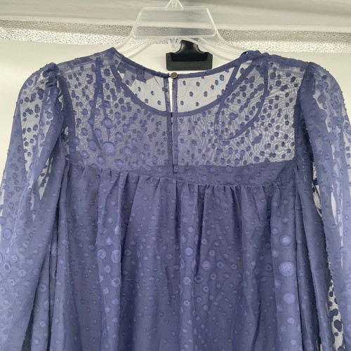 Ophelia Roe Womens Blouse Dotted Sheer 3/4 Sleeve Amethyst Size Small New - Picture 6 of 9