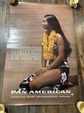 PAN AM AIRWAYS AIRLINES HAWAII WOMEN OF THE WORLD Vintage Travel poster 1960's