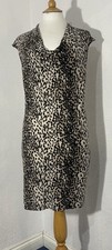 Dorothy Perkins Size 12 Dress Animal Print Brown/Black Jersey Summer Party 1686