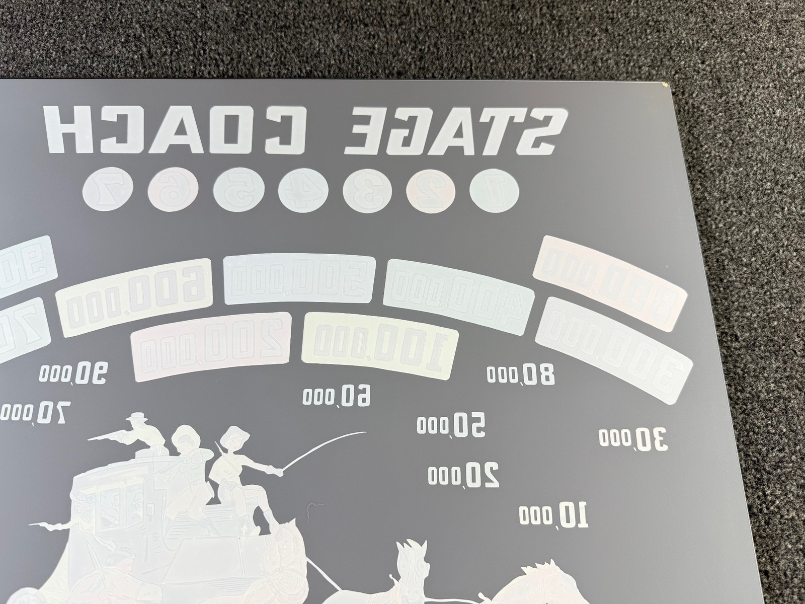 Gottlieb Stage Coach Pinball Machine Game Backglass NEW