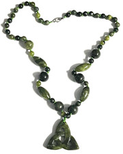 Irish Connemara Marble 18" TRINITY CARVED NECKLACE JCW 325
