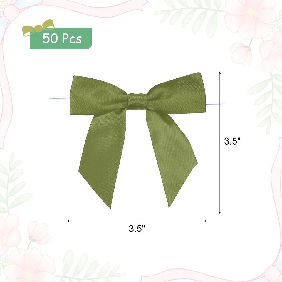 50 piezas arcos preatados arcos de cinta satinada 3,5" lazos torcidos arcos de regalo verde claro Foto 2 de 4