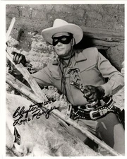 CLAYTON MOORE "Lone Ranger" Signed 8X10 B&W Photo Autograph w/ COA - Gun Drawn