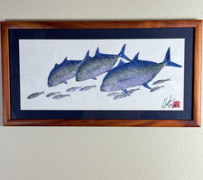 Naoki Hayashi Gyotaku Fish Print Beach Patrol Signed Hawaii 34250 Framed