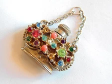 Vtg Mini Jeweled Perfume Bottle Pendant Rhinestone Gold tone Prince Matchabelli