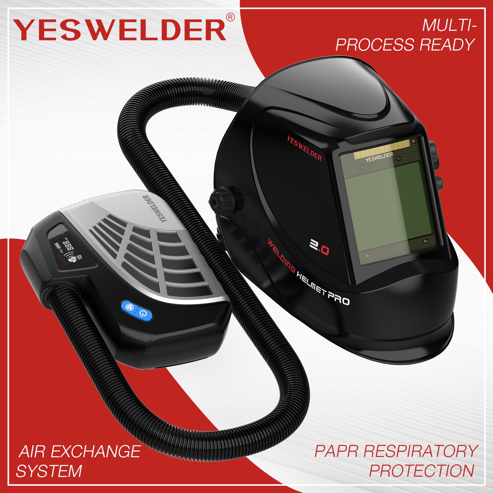YesWelder M800H Auto Darkening Welding Helmet with PAPR Kit