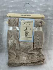 Winnie the Pooh Bear Collection Embossed Baby Blanket Disney Unisex Brown Tan