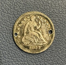 Silver Love Token - 1857 Seated Liberty Half Dime - Hand Engraved