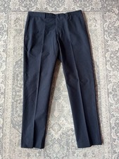 Boglioli Trousers Mens W35 L32 Navy Seersucker 100% Cotton Straight Leg Italy