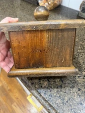 vtg wooden recipe box with removable lid
