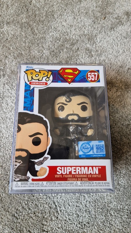New Funko Pop! Heroes DC Superman 557 in Black Breaking Chains with Protector