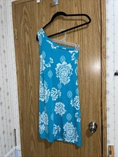womens india boutique dress Teal Floral One Size One Shoulder Beachy Boho Knee