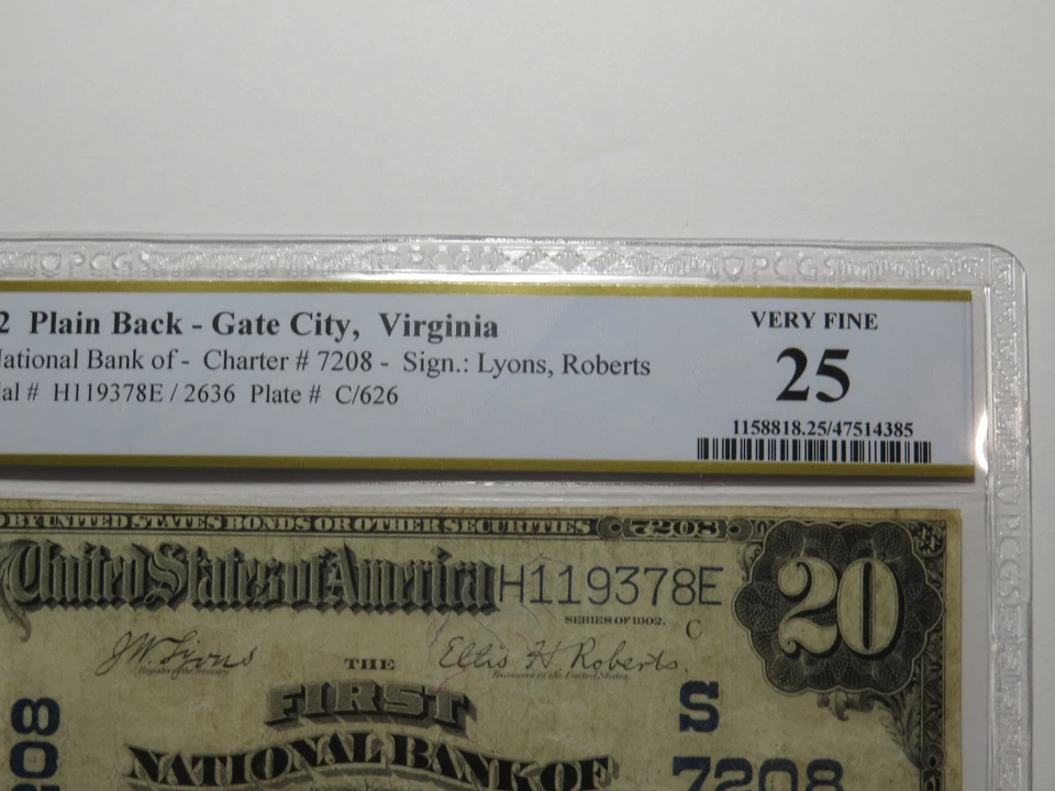 $20 1902 Gate City Virginia National Currency Bank Note Bill Ch. #7208 PCGS VF25 - Image 3 of 4
