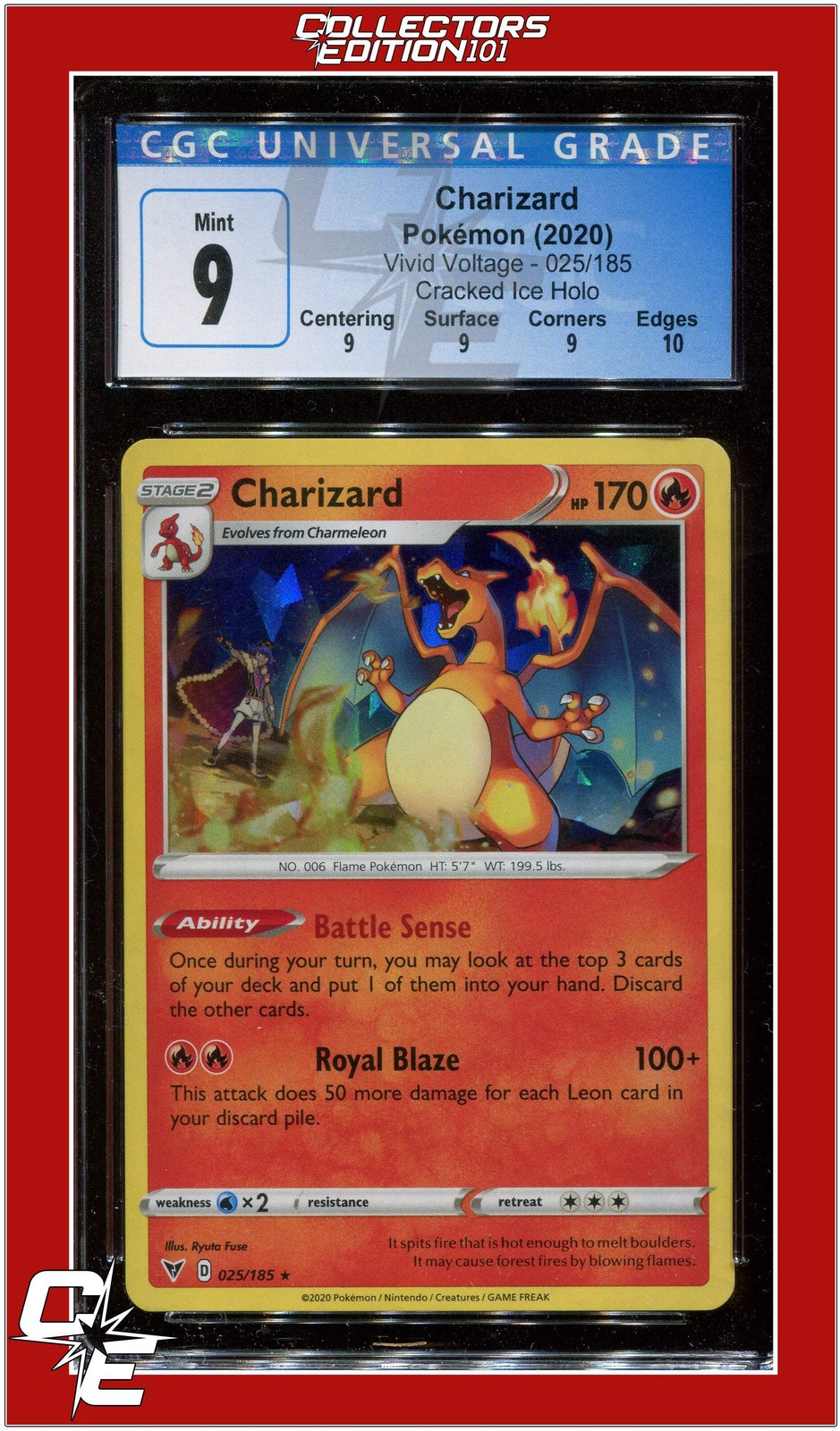 Vivid Voltage 25 Charizard Cracked Ice Holo CGC 9 - Subgrades