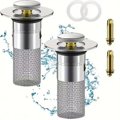 2-Pack Bathroom Sink Stopper Hair Catcher Bathroom Pop Up Sink Drain Filter US - Image 1 of 4