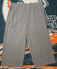 EILEEN FISHER Pants Gray Size Large Wide Cropped Pull On - Made In USA