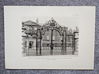 Gates to Devonshire House, Piccadilly - Antique Print - 1911