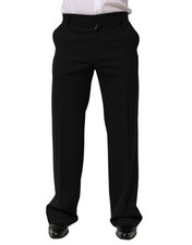 Dolce & Gabbana Black Wool Formal Dress Men Trouser Men's Pants Authentic