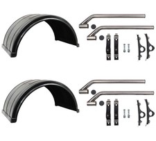 2pair Ribbed Poly Fender Kit Fits For 19.5 Dual Rear Flatbed Truck Tires