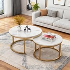🔥Nesting Coffee Tables Set of 2 Round Stacking Sofa Side Tables for Living Room