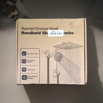 Black 10 In Shower Head With Handheld Shower 3 Diverter Rainfall Combo Metal