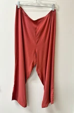 Citron Santa Monica Red Stretch Silk Pull On Lagenlook Cropped Pants Size Large