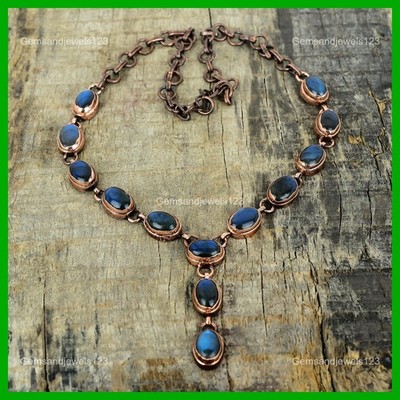 Daughters Day Deal Copper Labradorite Stone Electroformed Chain Necklace Jewelry