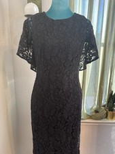 Lauren Ralph Lauren Women's Black Cape Overlay Whimsical, Mystical Lace Dress.