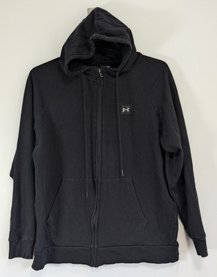 Under Armour Hoodie Herren Large schwarz Baumwollmischung durchgehender Reißverschluss Rival Fleece Outdoor