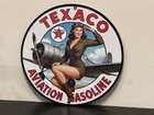 Texaco Aviation gasoline Oil Gas metal round sign Pinup Girl