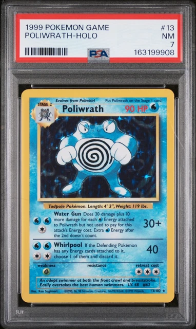 1999 POKEMON GAME #13 POLIWRATH-HOLO PSA 7