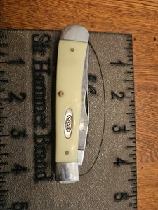 Case XX USA 3254 CS Trapper Pocket Knife 3-dot Yellow Celluloid. Used.