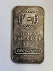 ONE Vintage Engelhard E Globe 1 Troy oz .999 fine silver art bar E905