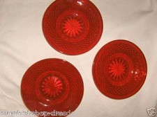   3 kleine Pressglas Teller rubinrot 3 pressed glass dish ruby  