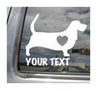 Basset Hound Dog Heart Love - Custom Text - Car Window Vinyl Decal Sticker 01115