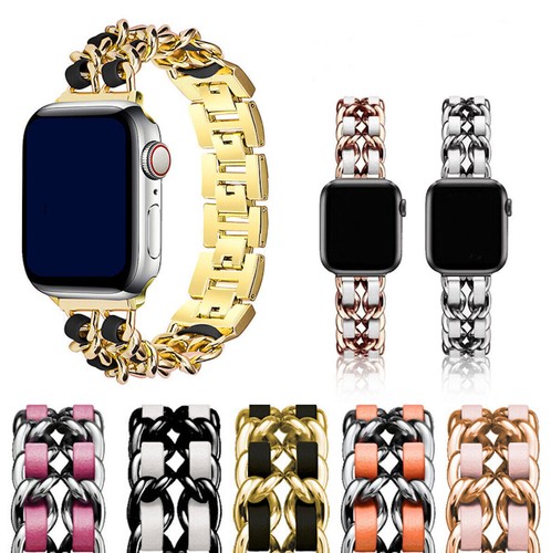 Für Apple Watch Ultra 49mm 9-1 SE 40/41/45mm Leder+ Metall Armband + Bling Hülle - Bild 4 von 73
