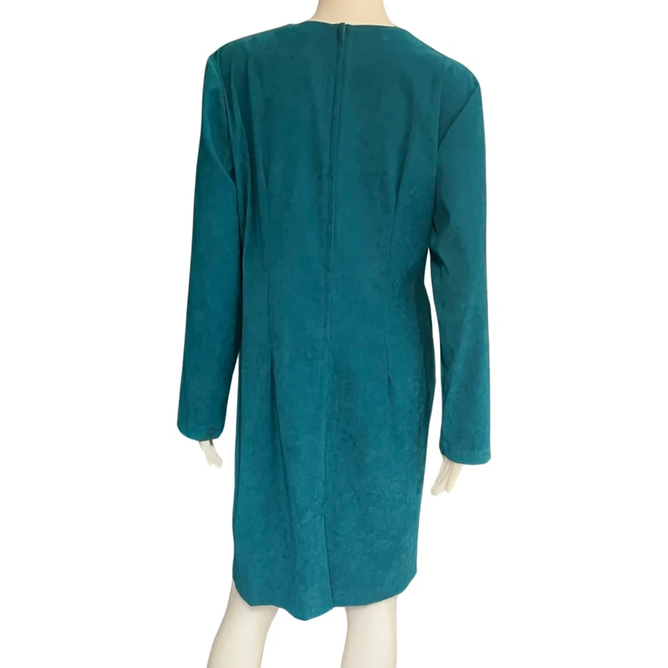 Vestido de gamuza ultra verde azulado Betsy Lauren Petites vintage de los años 90 estilo nueva ola Foto 3 de 4