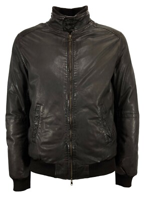 D Amico Brown Padded Zip Jacket For Men Art DGU0374 NEW FREDD