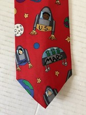 Save The Children Men's Necktie Tie Silk Journey In Space Made in USA 57"