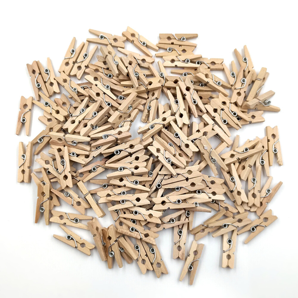 200 PCS Wooden Pin Clips Decorative Clothespin Wooden Photo Paper Clip