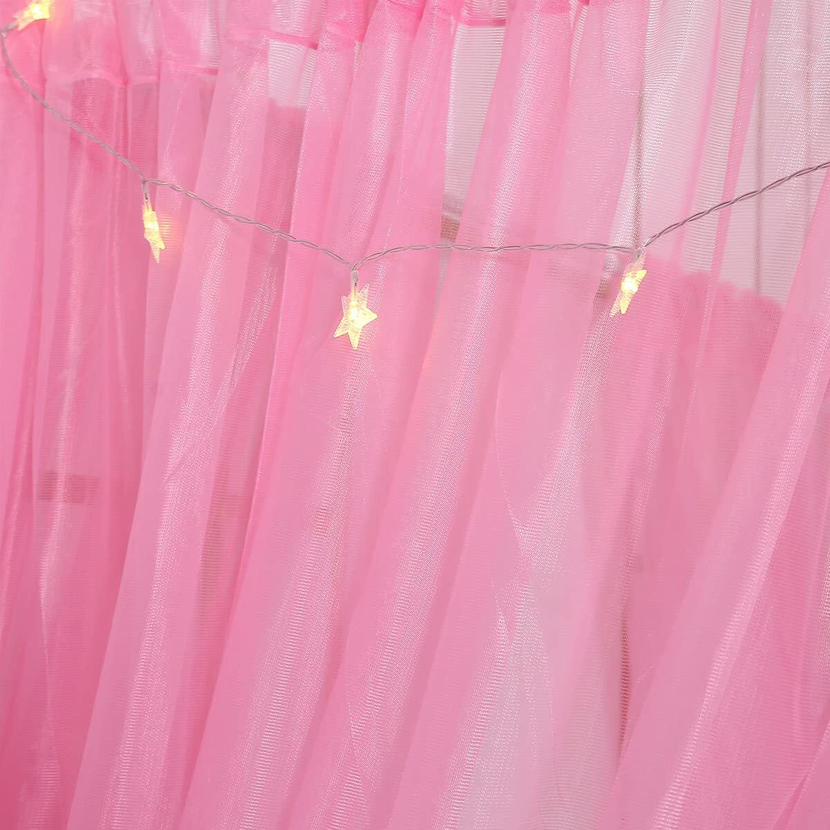 Akiky Bed Canopy Panels 4 Corner Post Bed Curtain Canopy with Light for Girls