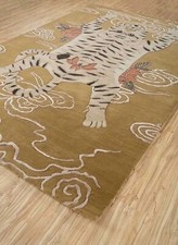 Handgetufteter Tibetischer Tiger Teppich, Handgefertigter Tierteppich, Wollte...